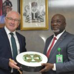 L-R, The Ireland, Ministry for Agriculture, Food and Marine, Mr. Brendan Gleeson and Permanent Secretary, FMAFS, Dr. Ernest Umakhihe during the Courtesy Visit by the Irish Secretary General.