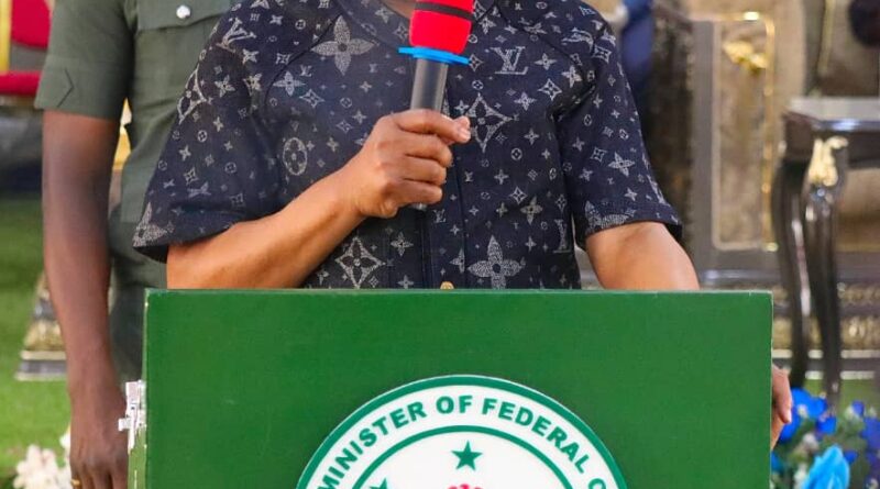 FCT Minister Nyesom Wike making his remarks during the townhall meeting on security in Bwari on Wednesday.