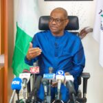 FCT Minister, barrister Nyesom Wike stressing a point during the media on Monday