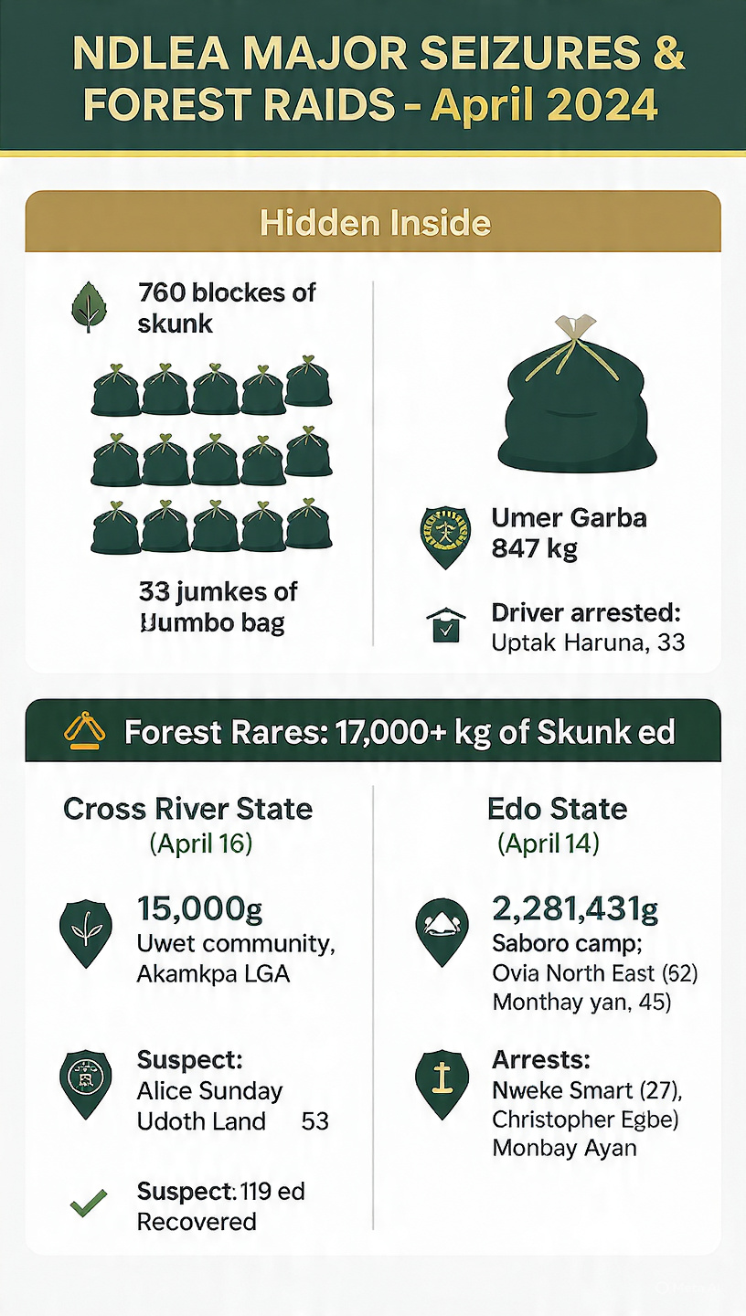 Cocaine Hidden in Food Flasks, Loud Cannabis in Snack Packs: NDLEA’s Massive Drug Bust Goes Viral